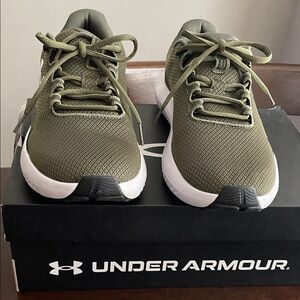 Under Armour Olive Green Mesh Athletic Sneakers with White Midsole